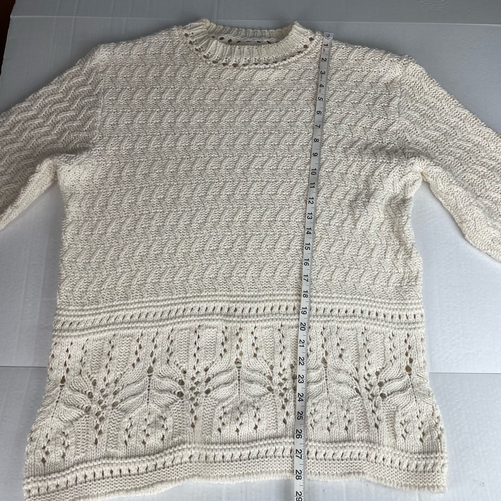 Coldwater Creek Cream Fisherman Knit Sweater Cotton Blend‎ Crew Neck Large - Picture 9 of 9
